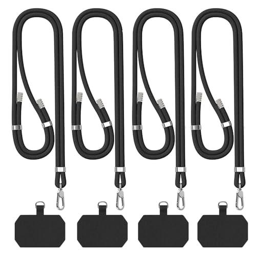 POHFP 4 Sets Black Cell Phone Lanyard, Adjustable Crossbody Cell Phone Lanyard, Adjustable Anti Theft Phone Strap, Neck Lanyard for Keys ID Badges Phones Wallet etc. (No Phone Case)