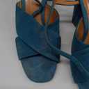 Zara Woman Blue Suede High Heeled Wrap Front Sandals size 38
