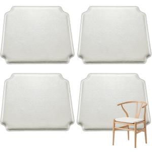 Sintuff 4 Pcs Wishbone Chair Cushions for Dining Chairs, PU Leather Seat Pads with Soft Foam, Compatible with Hans Wegner Style Y Chair, White
