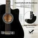 38 inch Black Acoustic Guitar Beginner Kits, 3/4 Cutaway Wood Acustica Guitarra for Beginners Adults with Online Lesson,Gig Bag,Picks,Steel Strings Strap with Picks Holder
