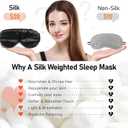 LitBear Weighted Silk Sleep Mask 4.9 oz (140g), Mulberry Silk Sleeping Mask with Detachable Insert, Women Men Pressure Relief Night Light Blocking Eye Mask with Adjustable Strap, for Relax Deep Sleep