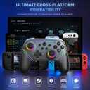 JDDWIN Wireless Controller for Switch 2/Switch/PC/Steam Deck, Hall Effect Joysticks & Triggers/Wake-up Function, Gamepad with RGB Light /Turbo/Programmable/ Dual Vibration Bluetooth USB Adapter for PC (Black)