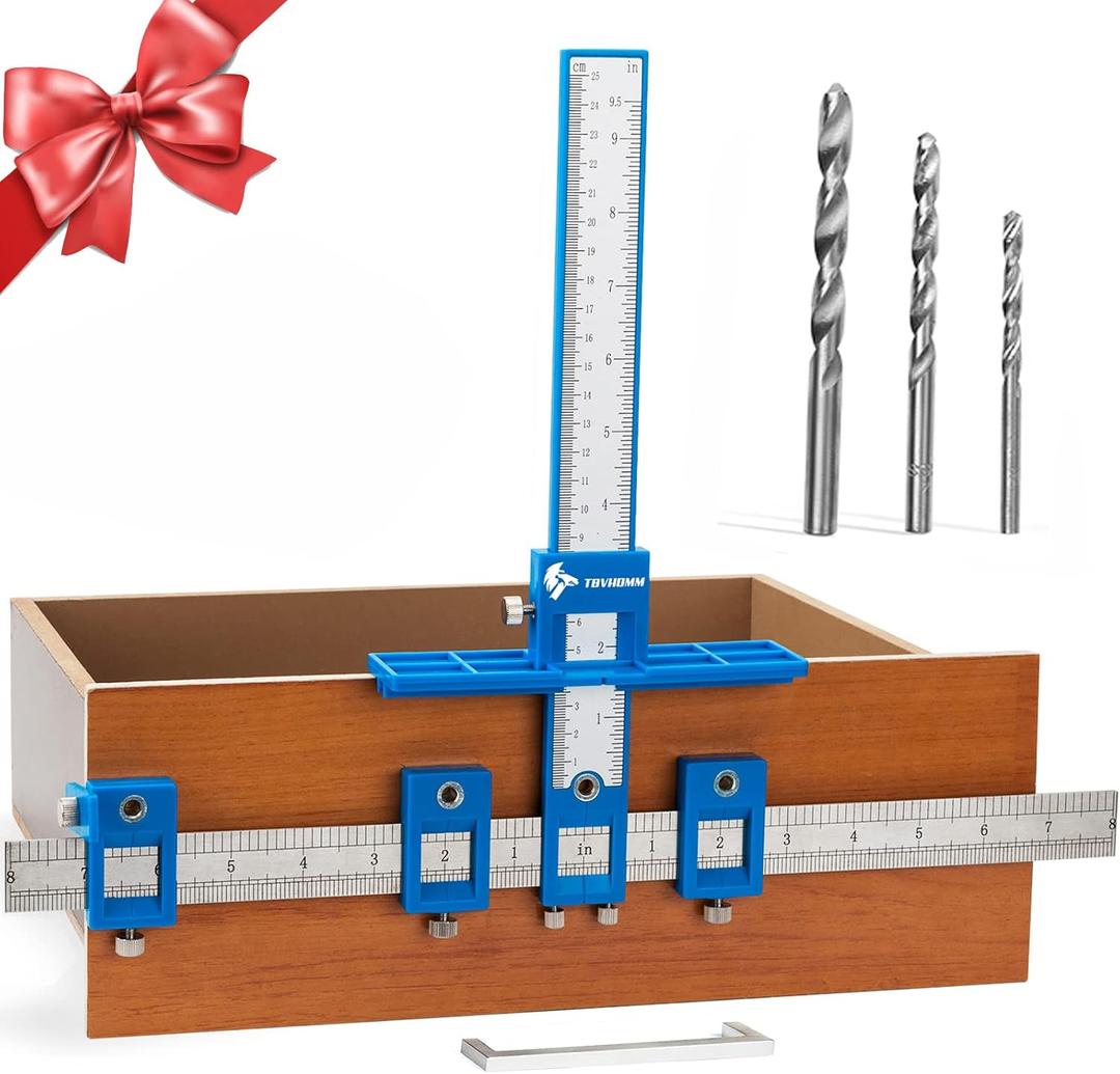 Cabinet Hardware Jig, Punch Locator Drill Guide,Wood Drilling Dowelling Guide for Installation of Handles Knobs on Doors and Drawer, Cabinet Template Tool for Handles and Pulls, ABS