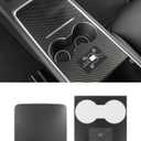 KKTR-CAR Carbon Fiber Center Console Wrap, Real Carbon Fiber Center Control Panel Compatible with Tesla Model 3 Model Y 2021 2022 2023 2024