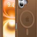 Magnetic for iPhone 16 Case, [Compatible with MagSafe][Military-Grade Drop Protection][Anti-Yellowing] Shockproof Protective Translucent Matte Cover for iPhone 16 Phone Case,Brown