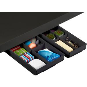 Bostitch Konnect Under Desk Drawer, Self-Adhesive Slide Out Storage Organizer with 4 Customizable Dividers, 2-Pack (Black)