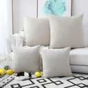 Kevin Textile 2 Pcs Simple Linen Pillow Covers Nordic Stars Soft Cushion Case with Hidden Zipper, 24"x24", Light Beige