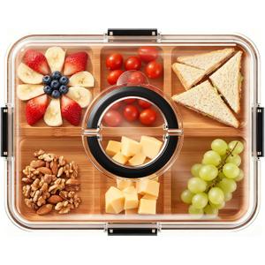 Charcuterie Board with Lid, Portable Bamboo Cheese Board with Secure Snap Locks for Kitchen House Warming Gifts