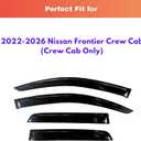 KPY Rain Guards Fit for 2022-2026 Nissan Frontier Crew Cab, Out-Channel Window Visors Vent Wind Deflectors 4PC, Truck Accessories for 22-26 Frontier Crew Cab (Full-Size Cabs)
