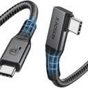 XAOSUN USB 4 Gen 3 80Gbps Cable for Thunderbolt 5 Cable, 5FT 240W Right Angle Thunderbolt 4 Cable, 90 Degree USB C Cable, 120Gbps Bandwidth, 8K@60Hz Display for MacBook Thunderbolt Docks eGPU Hub