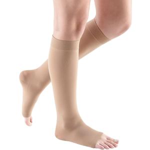 mediven Comfort for Women, 15-20 mmHg  Open Toe, Knee High Compression Stockings, Semi-Transparent Hosiery, II-Petite, Natural