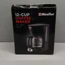 Mueller 12-Cup Drip Coffee Maker - Borosilicate Carafe, Auto-Off, Reusable Filter, Anti-Drip, Keep-Warm Function, Clear Water Level Window Coffee Machine, Kitchen Essentials & Accessories (Black)