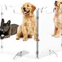 Clear Acrylic Pet Dog Gate - Folding Transparent Gates for Christmas Tree Small Dogs Pets - Freestanding Foldable Tall Puppy Doggy Fence Door for Inside Indoor House Doorways Room