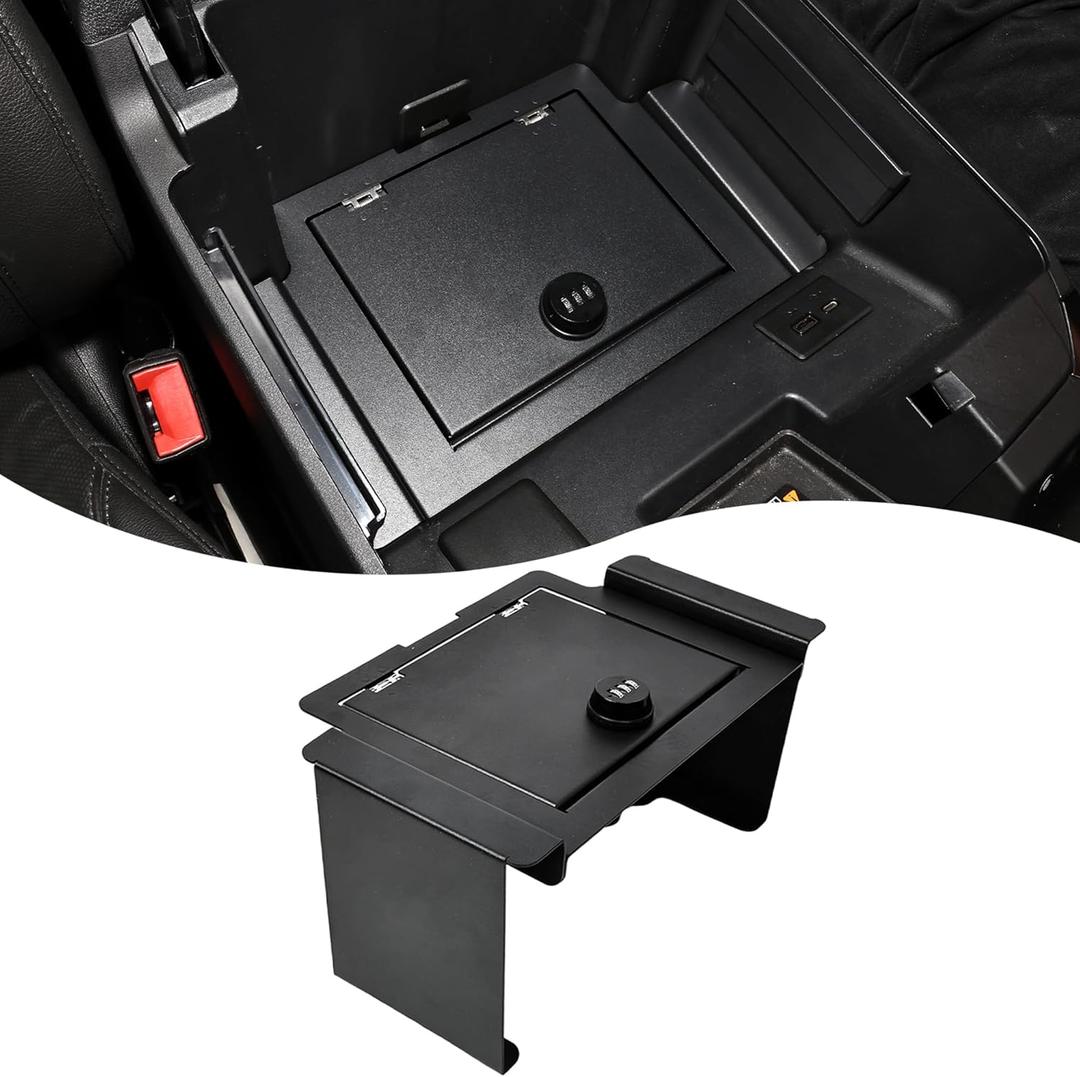 Center Console Safe Lock Box Compatible with 2023-2025 Chevy Silverado GMC Sierra 1500 Accessories, Console Vault Organizer Security Locking Storage, 3-Digit Combination Lock