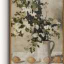 VIYYIEA Vintage Floral Large Framed Wall Art, Flowers and Lemons Paingtings Decor Aesthetic, 24x36 Inch Canvas Print Artwork, Farm Still Life Wall Pictures for Bedroom Living Room (36L" x 24W")