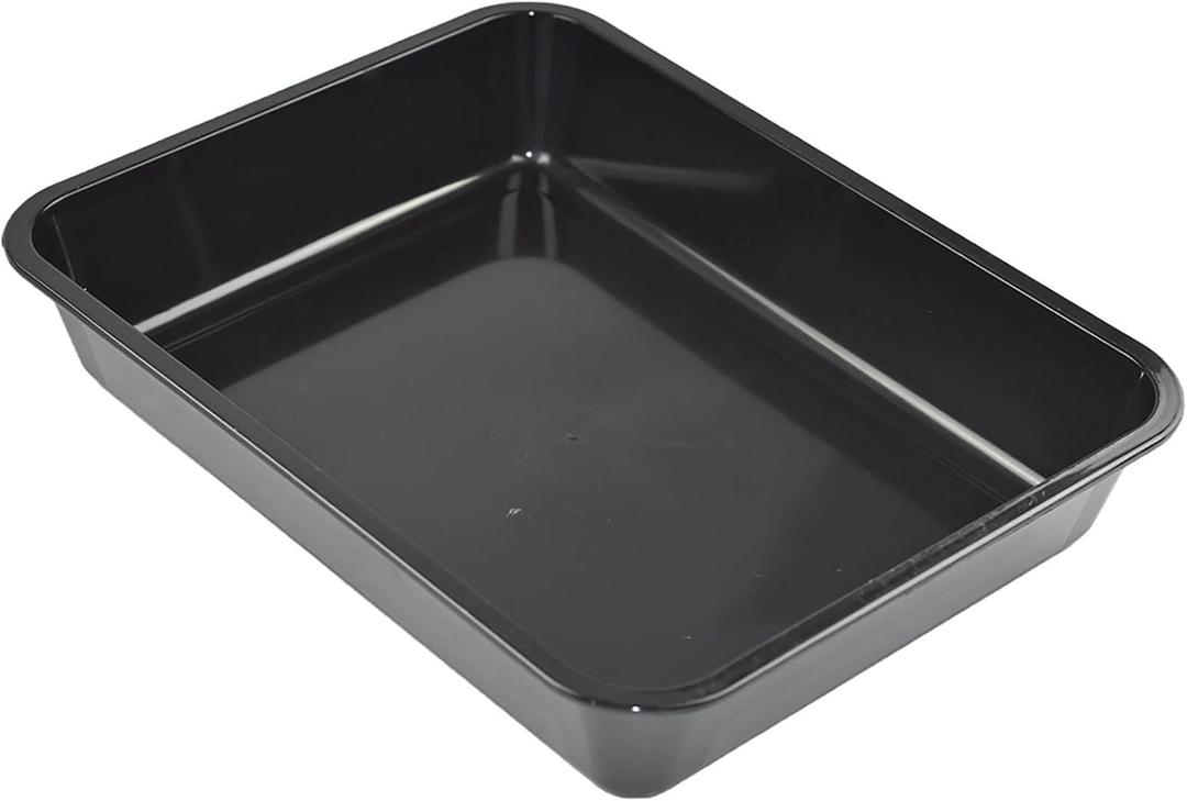 Reptile Drinking Tray - Large Water Dish Plastics Plate for Turtles, Small Reptiles, Ball Pythons, Lizards, and Snake Cages Bowl (13.5 x 9In., Black)