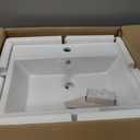 Lordear Floating Bathroom Sink Wall Mounted 21"x16" Bathroom Vessel Sinks Free Standing Wall Hung Sink Rectangle White Porcelain Ceramic Vessel Art Basin