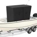 900D T-Top Console Boat Cover, Waterproof Heavy Duty Tear-Resistant Polyester for Center Console Boat with T-Top Roof, Black(90" L x 67" W x 87" H)