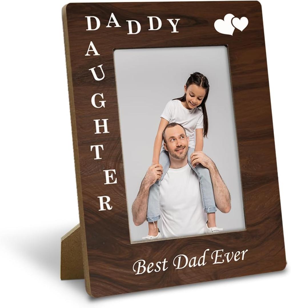 Daddy Gifts, Rustic Wood Photo Frame Gifts from Daughter, Daddy Picture Frame - Daddy & Daughter, 4x6 inch, Father's Day Birthday Christmas Gift, Farmhouse Home Decor, Display on Tabletop, Desk