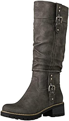 GLOBALWIN Women's Chunky Low Heels Boots Knee High Boots For Women, 6.5
