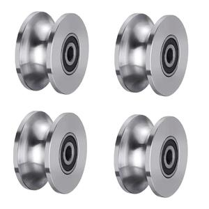 Sliding Gate Rollers Stainless Steel U Groove Wheel Heavy Duty Cable Pulley Block U Shaped Rail Gate Wheels Quiet and Smooth Operation Plate Caster with Bearing for Barn Door Track