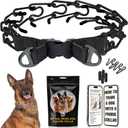 PetJett Prong Collar for Dogs - No Pull Choke Collar for Dogs, Pinch Collar for Dog Adjustable Dog Training Collar for Small Medium Large Breed - Safety Stainless Steel Metal Choker Chain Walking Tool (Large: 18 - 20" / 70 lbs, Full Black)