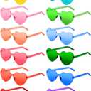 12 Pairs Heart Shaped Sunglasses for Women Colorful Glasses Fun Trendy Transparent Heart Sunglasses Party Favor (Assorted Colors)
