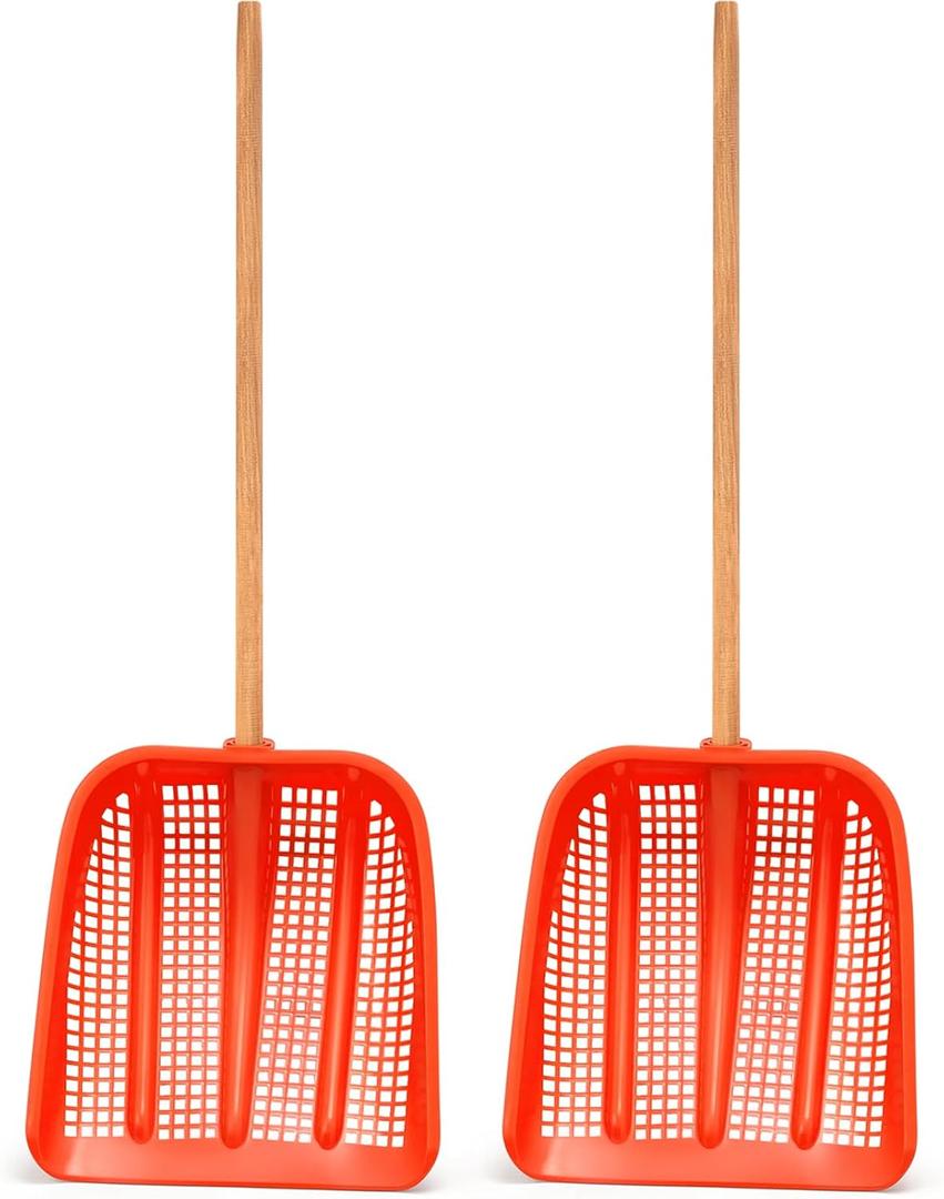 2 Pcs Sand Sifting Shovel Treasure Shovel Digger Sifter with Long Handle for Beach Sand Digging Fun Garden Farm Chicken Coop Goat Stall Poop Cleaning