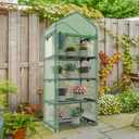 Mini Greenhouse 4-Tier Small Greenhouses for Outdoor Indoor 27"x19"x63" Portable Greenhouse w/ Screen Windows & Waterproof PE Cover Green House for Backyard Balcony Seedling Raising