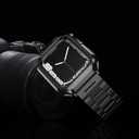 Compatible with Apple Watch Band and Case, Stainless Steel Metal Chain with TPU Cover, Smart-Watch Link Bracelet Strap, Wrist-Band for i-Watch Series 9 8 7 6 5 4 3 2 1 SE, 45mm 44mm 42mm, Black