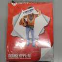 Morph Men's Hippie Costume, 70s Outfit for Adults, Includes Orange Top, Head-tie, Wig, Necklace, Sunglasses (Large)