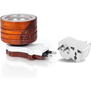 PURESHOP Camphor Diffuser Electric | Kapoor Dani Electric | Dhoop Burner | Wooden Kapoor Dani | Incense Burner | Direct Plug in Aroma Diffuser with India to USA Adaptor