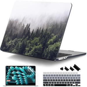 DONGKE Compatible with M5 MacBook Air 15 inch Case 2026 2025-2023 A3448 A3241 A3114 A2941 M4 M3 M2 Liquid Retina Display Touch ID, Protective Hard Shell Cover & Keyboard Skin - Forest