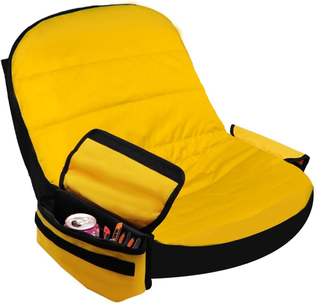 Riding Lawn Mower Seat Cover for John Deere,Tractor Seat Cover with Drink Pouch,Mower Seat Cushion Compatible with Cub Cadet,for Craftsman,for Kubota(Large) (yellow)