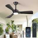 BvenuBigLite Black Ceiling Fan with Light: 42-Inch Ceiling Fan 3 Blades Low Profile Outdoor - Modern Ceiling Fans with Remote APP Control Quiet Reversible DC Motor for Patio Living Room