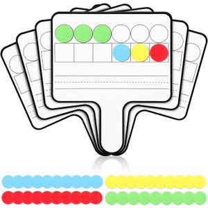 Seajan 6 Pcs Magnetic Paddle Set Education Dry Erase Double Side Handheld Answer Board with Counters Discs Phonemic Awareness Phonics Games Toy for Students Kids (Black)