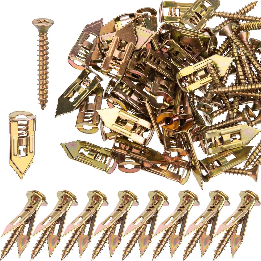 2 x 80 Pcs Self Drilling Drywall Anchors with Screws Kit, Zinc Plated Steel Self Drilling Wall Anchors Heavy Duty, No Drill or Holes for TV, Shelf Straps, Bike, Cabinets, Gypsum Boards