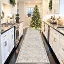 Hallway Washable Runner Rug - 3x16 Kitchen Rugs Entryway Rug Runner Vintage Soft Floor Mat Non Slip Indoor Farmhouse Carpet for Bathroom Living Room Bedroom (3 X 16, Beige)