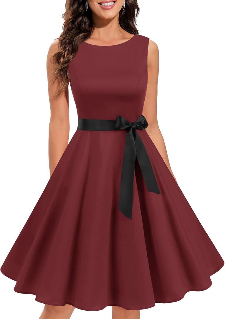 Gardenwed Women's Vintage Dress Sleeveless Cocktail 1950s Dresses Retro Tea Party Swing (XL)