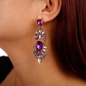 Cute Boho Purple Rhinestones Earrings for Women Dangle Girls Fashion Jewelry for Party Multi Styles(4) Cute Boho Purple Rhinestones Earrings for Women Dangle Girls Fashion Jewelry for Party Multi Styles(4)