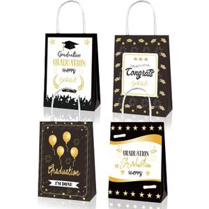CRAWPROP Graduation Gift Bags with Handles - Party Favor Supplies & Wrapping Bags for Graduation Season Theme Party Decoration (Pack of 12)