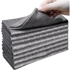 XANGNIER Thickened Magic Cleaning Cloth,8 Pcs Lint Free Cloth,Reusable Microfiber Cleaning Rag for Windows,Mirror,Glass,Car,Gray