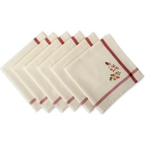 DII Thankful Autumn Collection Fall Tabletop Decoration, Square Napkin Set, 20x20, Falling Leaves, 6 Piece