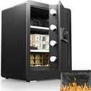 DAYI Safe Box, 2.0 Cubic Feet Home Safe with Fireproof Waterproof Bag, Security Safe Box for Money Cash Valuables, Digital Electronic Keypad, Dual Alarm System, Removable Shelf - D-45