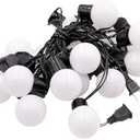 Rikss G50 LED String Lights, 196-Inch Outdoor Globe Lights, 20 Bulbs, Waterproof IPX4, High Brightness