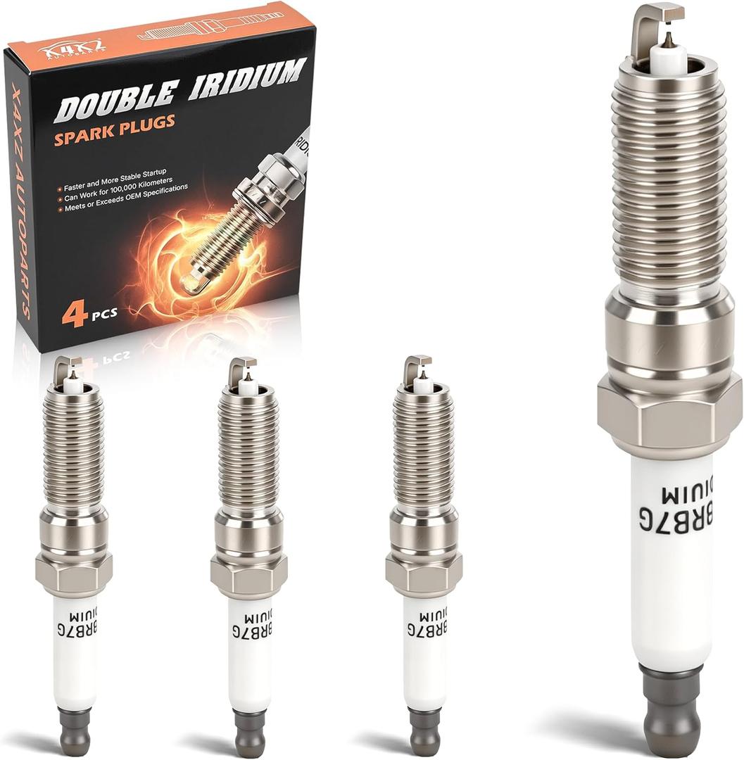 4PCS 91970 Double Iridium Spark Plugs for 2016-2019 Chevy Cruze, 2016-2024 Chevy Equinox/Malibu, 16-19 Trax, 2018-2024 GMC Terrain, 2016-2024 Buick Encore, 16-19 Cascada Replace# ILNAR8B7G 90644