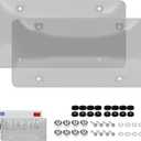 Wanheart Gray Framed Bubble License Plate Cover Set  2P Curved ABS Shield for 126 US Plates, Scratch & Weather Resistant Protection with Screws & Caps, Front & Rear Car Accessories (Frameless Gray)
