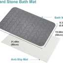 JUERLEN 2 Pack Diatomaceous Earth Shower Mat, Stone Bath Mat, Nonslip Super Absorbent Fast-Drying Hard Bath Mat for Bathroom Shower Floor, 32 x 20 inch, Grey Arrow Design