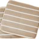 Honeycomb Indoor/Outdoor Classic Stripe Camel 3D Air Mesh Seat Cushion: Quick Dry, Breathable, Pack of 2 Patio Cushions: 17 x 18 x 1.5