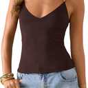 SOLY HUX Women's Summer Cami Tops Slim Fit V Neck Spaghetti Strap Criss Cross Going Out Top Camisole (Black, L)